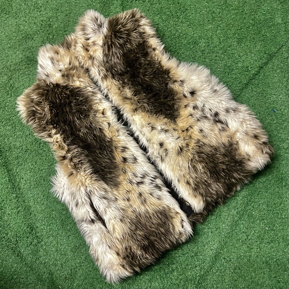 Faux Fur Vest in Brown and Cream